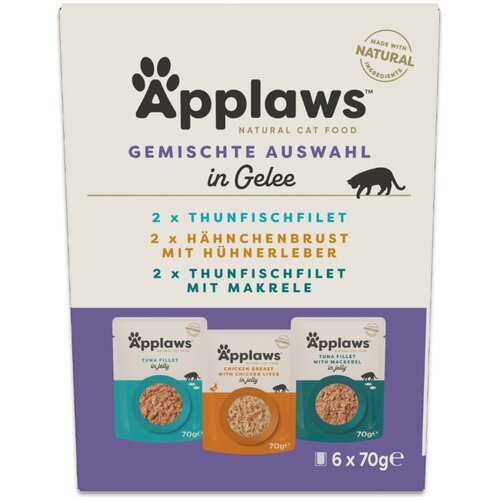 Applaws Cat Pouch in Jelly 6 x 70 g - Mje&amp;scaron;ovito pakiranje s tunom i piletinom (3 vrste) Slike