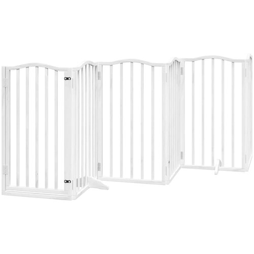  Vrata za pse s vrata&amp;scaron;cima 15 panela sklopiva 750 cm drvo topole Bijela 50 x 90 x 2 cm Slike