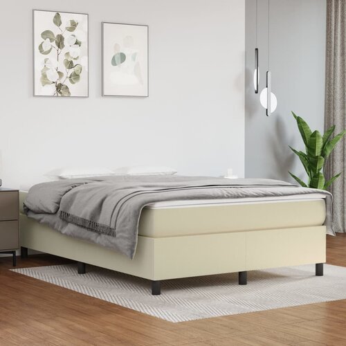 VidaXL Box spring posteljni okvir krem 140x200 cm umetno usnje Slike
