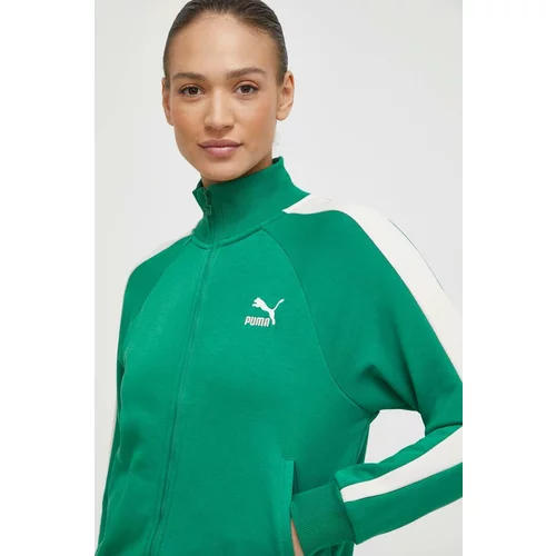 Puma Dukserica Iconic T7 za žene, boja: zelena, s uzorkom, 625602