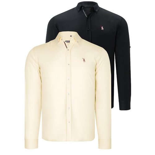 Dewberry DUAL SET G674 MENS SHIRTS-BLACK-YELLOW Cene