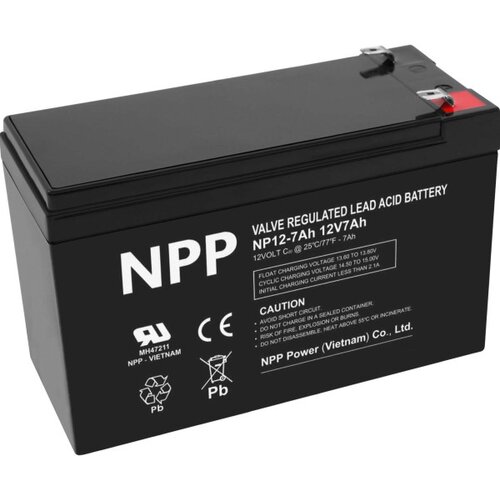 NPP Ups baterija Agm NP12V-7Ah, C20=7AH, T1, 151x65x94x100 mm, Crna Cene