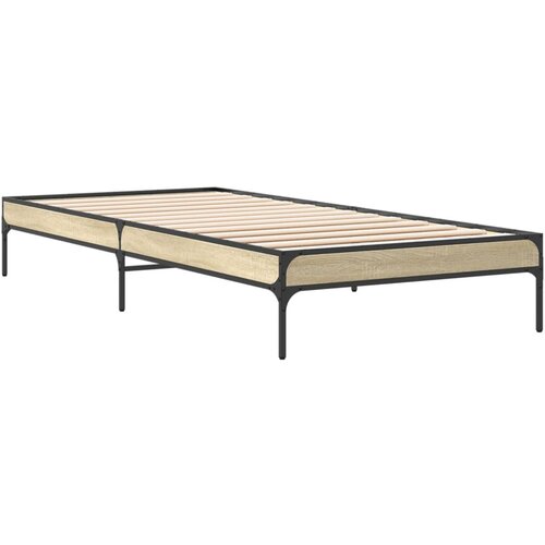 VidaXL Posteljni okvir sonoma hrast 90x190 cm inženirski les in kovina, (21142820) Slike