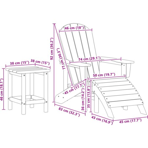  Set od 3 Vrtni Lounge Set Svjetlosiva HDPE Slike