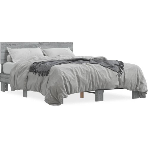Maison Chic Posteljni okvir - Dvoposteljna postelja - Zakonska postelja siva sonoma 135x190 cm inženirski les in kovina-J15183, (21767583) Cene