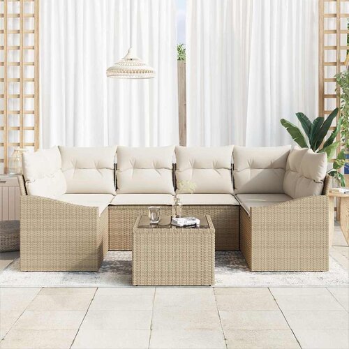  Set sofe 7 kom. Bež i krema poliratan 234 x 123,5 x 85 cm Slike