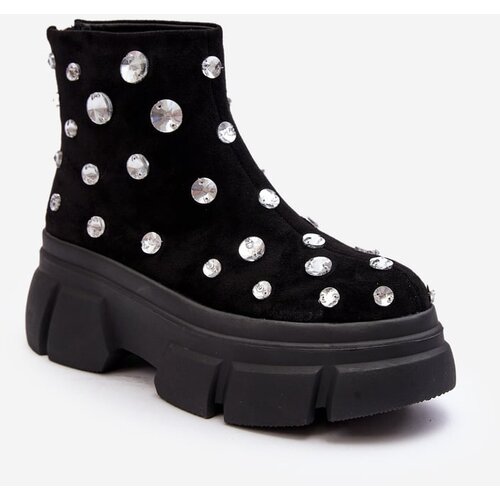 Kesi Suede insulated boots with D&A Black crystals Cene