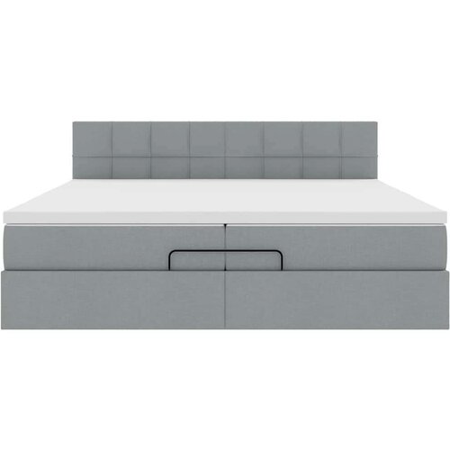 VidaXL Otomanski krevet s madracem svjetlosivi 200x200 cm tkanine Slike