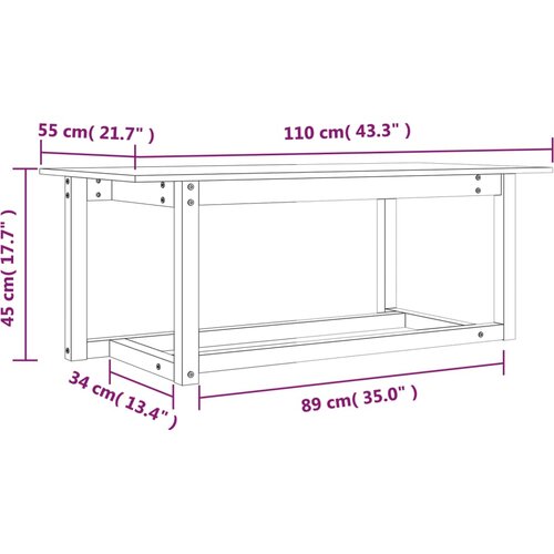  Stolić za kavu crni 110 x 55 x 45 cm od masivne borovine Slike