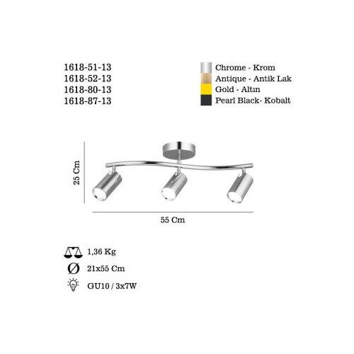 Opviq Luster Spotte-51-13, O6, 10cm, IP20 Srebrna boja Slike