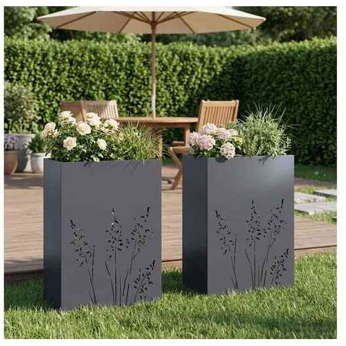 vidaXL Vrtna saksija 2 kom. Antracit 50 x 30 x 75 cm Čelična vrata - Antracit 50 x 30 x 75 cm 2 Cijene