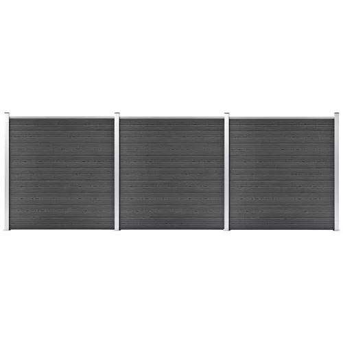 vidaXL set panela za ogradu WPC 526 x 186 cm crni
