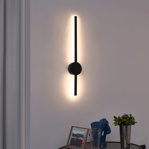 QAZQA moderna stenska svetilka črna 60 cm vklj. led zatemnilna - clockwise Cene