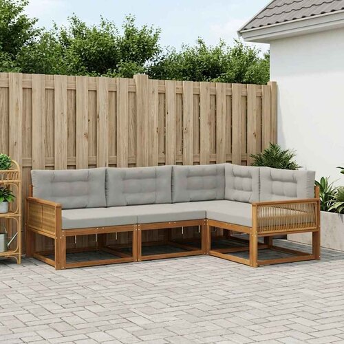  Set vanjskih sofa 4 kom. Prirodna i Svjetlosiva Cijene