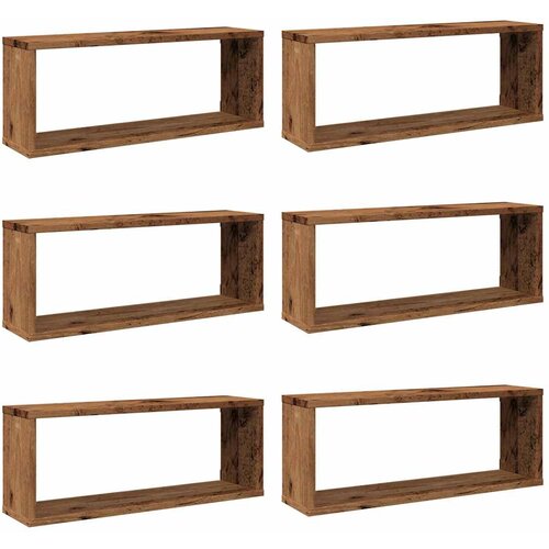 Maison Chic Stenske kockaste Police - Viseča polica 6 kosov starinski les 60x15x23 cm, (21758681) Slike