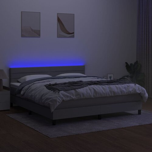  box spring s madracem LED svjetlosivi 180x200 cm tkanina Slike