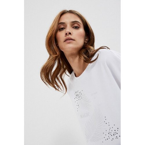 Moodo Cotton blouse with a print - white Slike
