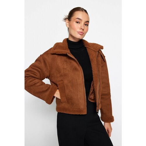Trendyol Winter Jacket - Brown - Biker jackets Cene
