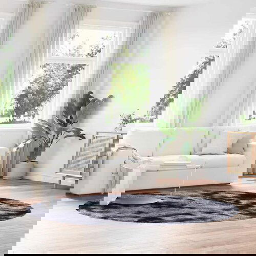 VidaXL Ko&amp;scaron;ata preproga temno siva 240x240 cm poliester Slike