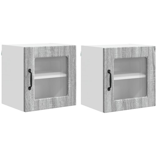  Zidni stakleni ormarić 2 pcs Siva Sonoma 40 x 31 x 40 cm Slike