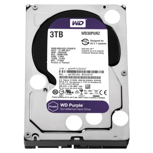 Western Digital 3TB 3.5" SATA III 64MB IntelliPower WD30PURZ Purple outlet Cene
