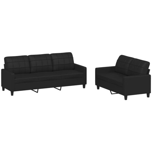 Maison Chic Sedežna garnitura - kavč 2-delna z blazinami črno umetno usnje, (21729421) Cene