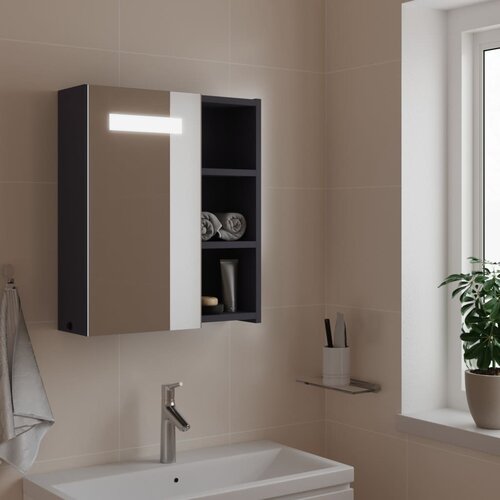 vidaXL Kupaonski ormarić s ogledalom i LED svjetlom sivi 45x13x52 cm Cijene