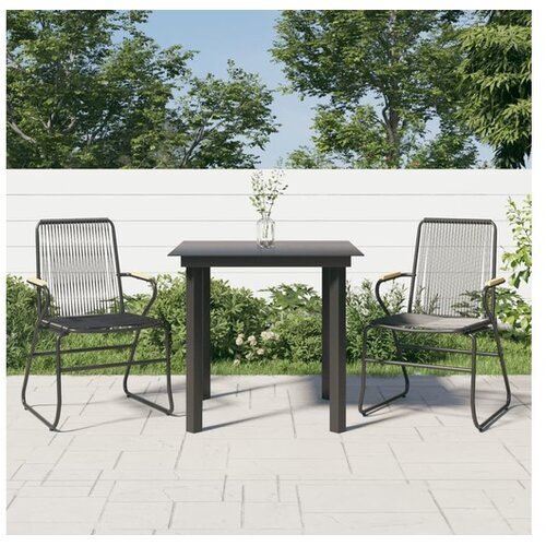  3-dijelni vrtni blagovaonski set od pvc ratana crni Cene