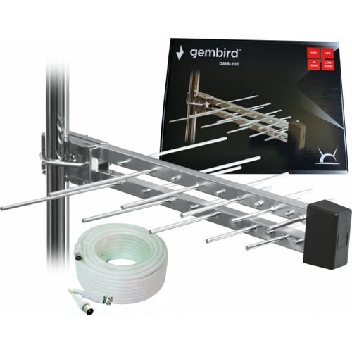 Gembird GMB-20E sa kutijom +15m ** Antena Loga UHF sa RF-Konektorom,20el, 39cm,6dB alu +kabl 15m 781 Cene