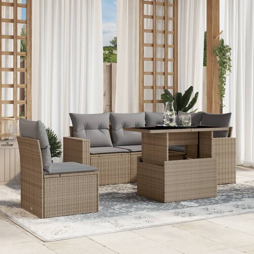 VidaXL 6-dijelni set vrtnih sofa s jastucima bež od poliratana Slike