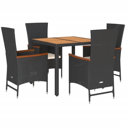  5-dijelni vrtni blagovaonski set s jastucima od poliratana crni Crna Dužina stola 90 cm Slike