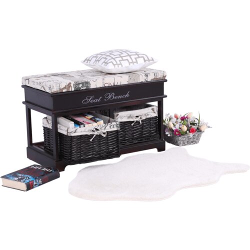 Kondela Klop z blazino, 2 ko&amp;scaron;ari, temno rjava/bež/vzorec, SEAT BENCH 3 Slike