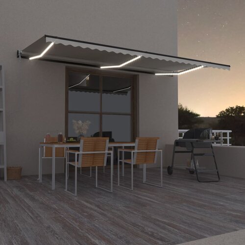 VidaXL avtomatska tenda LED + senzor 600x350 cm krem Slike