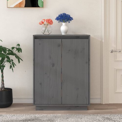 VidaXL omarica za čevlje siva 60x35x80 cm trdna borovina Slike