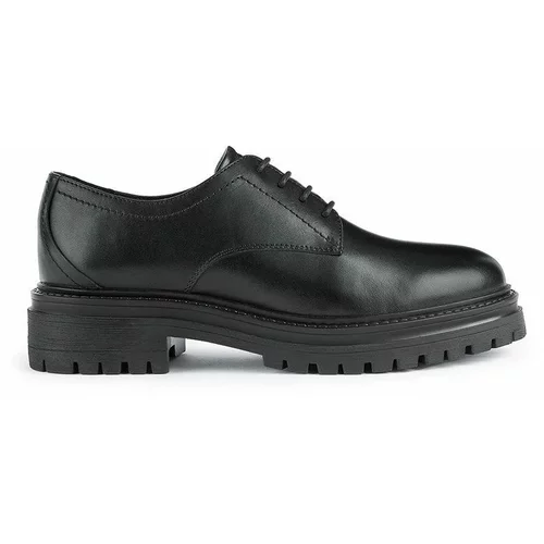 Geox Kožne cipele Iridea za žene, boja: crna, ravna potpetica