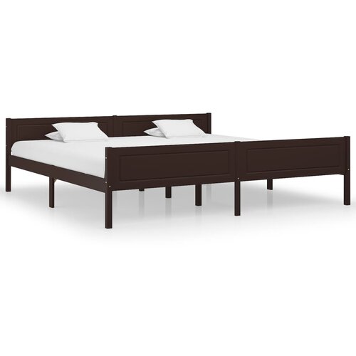  Posteljni okvir trdna borovina temno rjav 200x200 cm Slike
