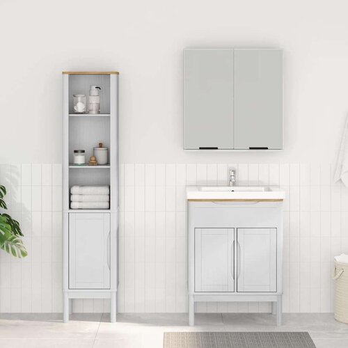  Set namje&amp;scaron;taja za kupaonicu 2 pcs Bijelo Čvrsto borovo drvo Slike