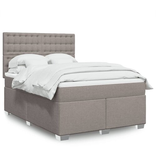 vidaXL Box spring postelja z vzmetnico taupe 140x200 cm blago Cene