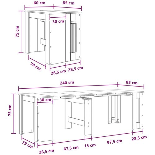  Blagovaonski stol 240 x 85 x 75 cm Konstruirano drvo Slike