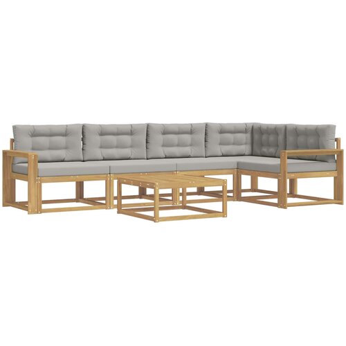  Set vanjskih sofa 6 kom. Bijela i svjetlosiva Poliester Slike
