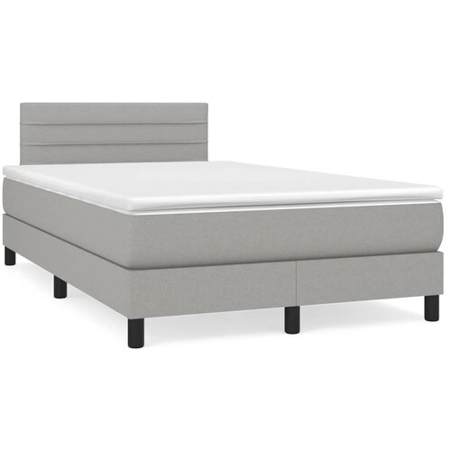 VidaXL Krevet s oprugama i madracem svjetlosivi 120x190 cm od tkanine Slike