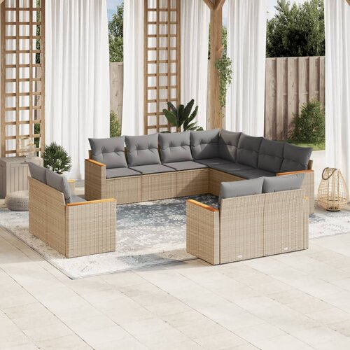 vidaXL 11-dijelni set vrtnih sofa s jastucima bež od poliratana Cijene