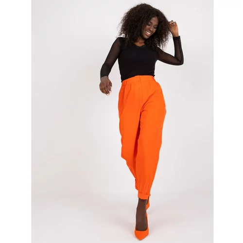 Fashion Hunters Orange fabric trousers with straight legs RUE PARIS