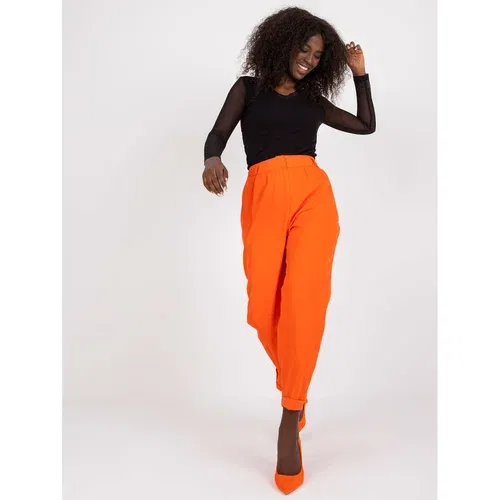 Fashion Hunters Orange fabric trousers with straight legs RUE PARIS