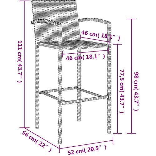  Stol i stolice - 5-dijelni vrtni barski set od poliratana sivi - Siva Dužina stola 110 cm 4 Slike