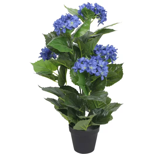 vidaXL Umetna rastlina hortenzija v loncu 60 cm modra