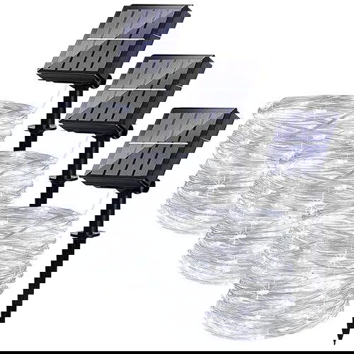  novogodi&amp;scaron;nje solarne lampice bele 30 metara Slike