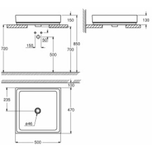 Grohe 3948100H Cube Ceramic 50 x 47 cm pravokotni nadpultni umivalnik Cene