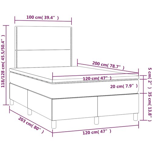  box spring s madracem LED crni 120 x 200 cm od tkanine Slike