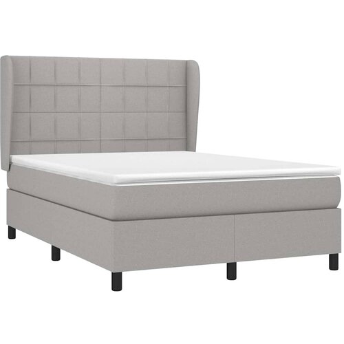  Krevet s oprugama i madracem svjetlosivi 140x190 cm od tkanine Slike